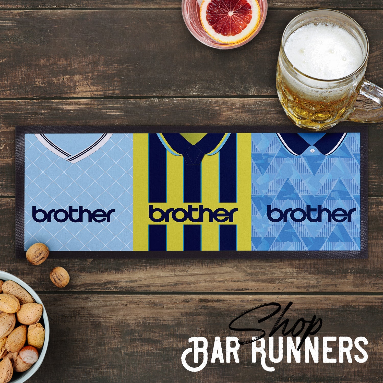 Personalised Man City - Retro Football Shirts - Bar Runner