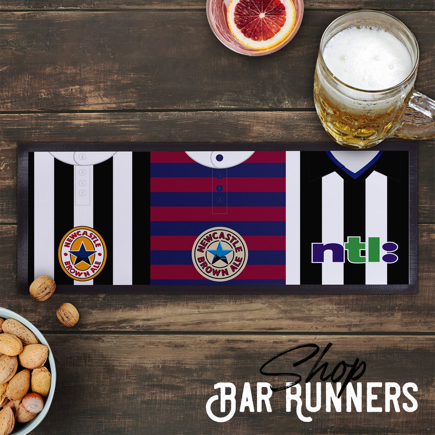 Personalised Newcastle - Retro Football Shirts - Bar Runner