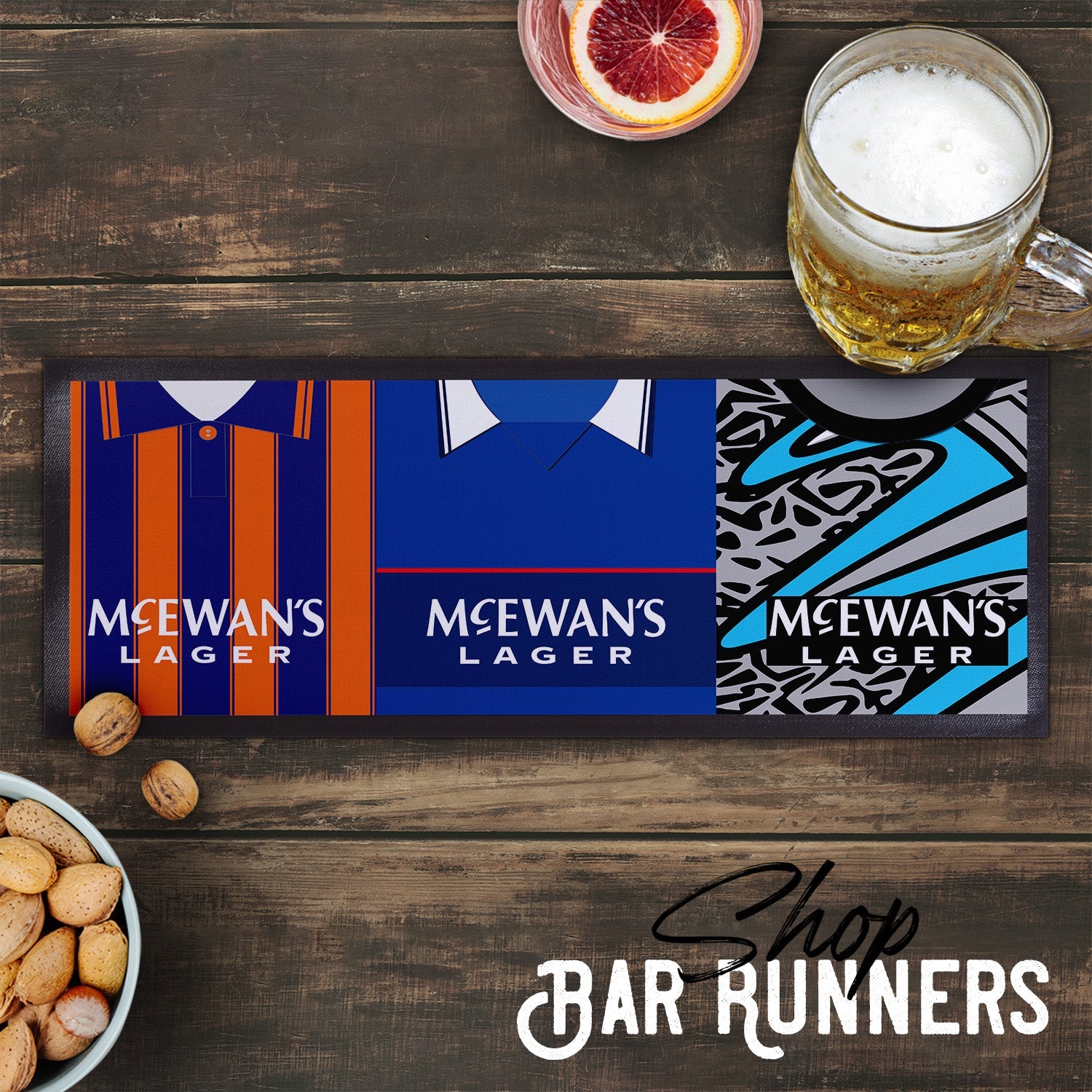 Personalised Rangers - Style 2 - Retro Football Shirts - Bar Runner