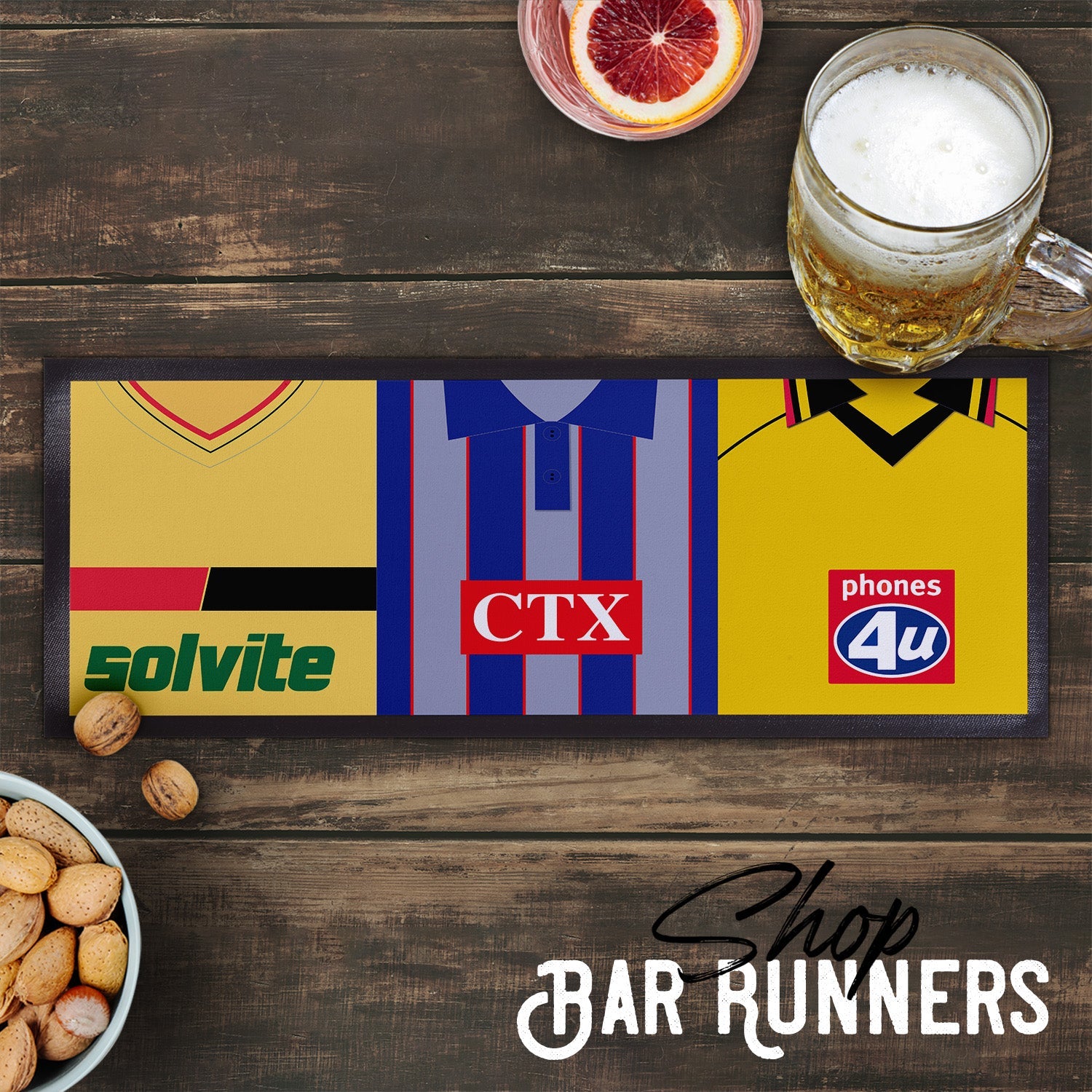 Personalised Watford - Retro Football Shirts - Bar Runner