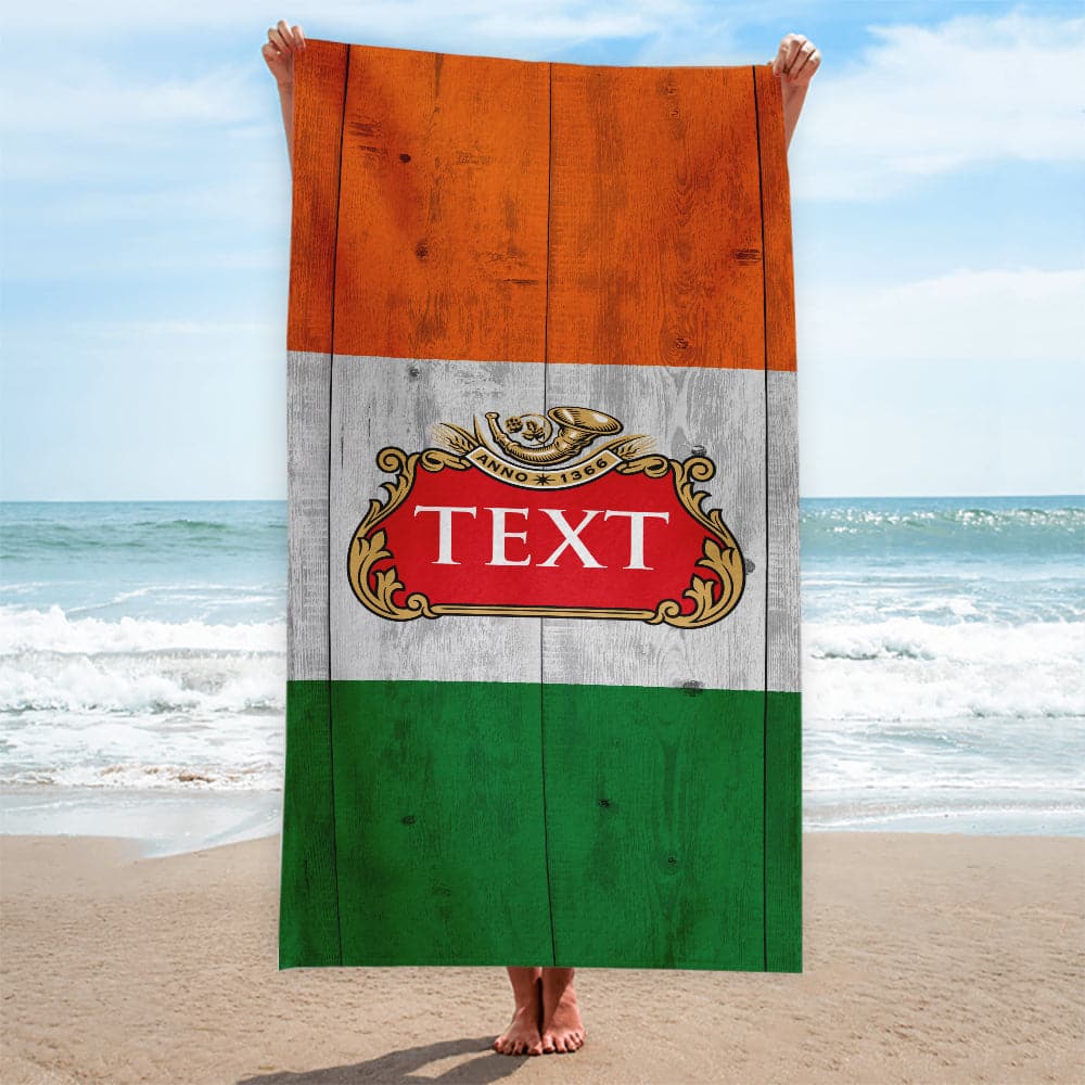 Personalised Beach Towel - Wooden - Irish Flag