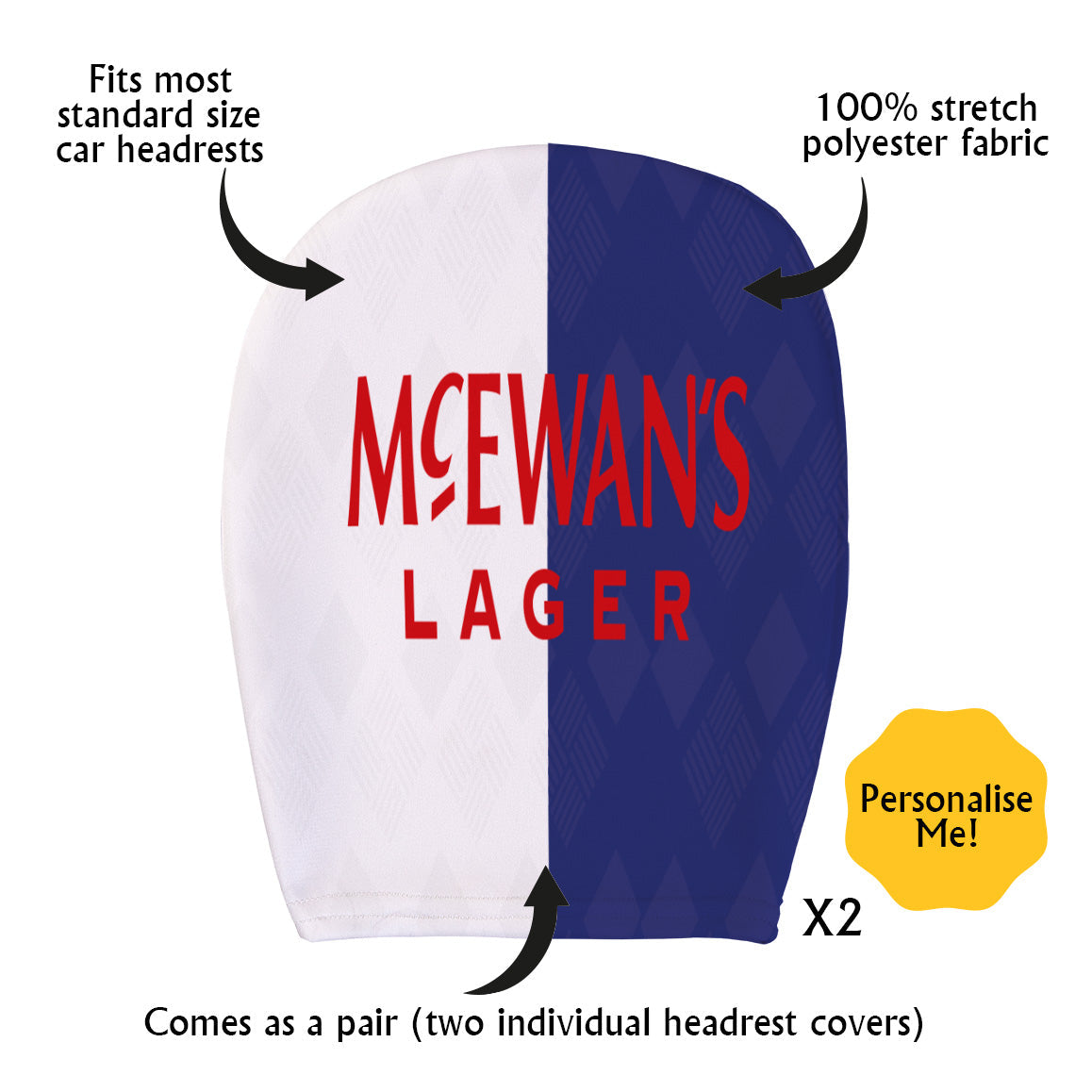 Birmingham 1990 Away - Retro Football Shirt - Pack of 2 - Car Seat Headrest Covers