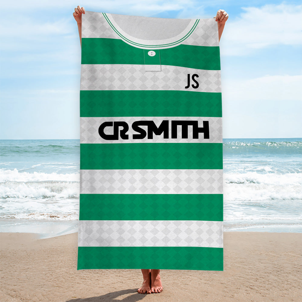 Celtic - 1988 Home Shirt - Personalised Retro Beach Towel