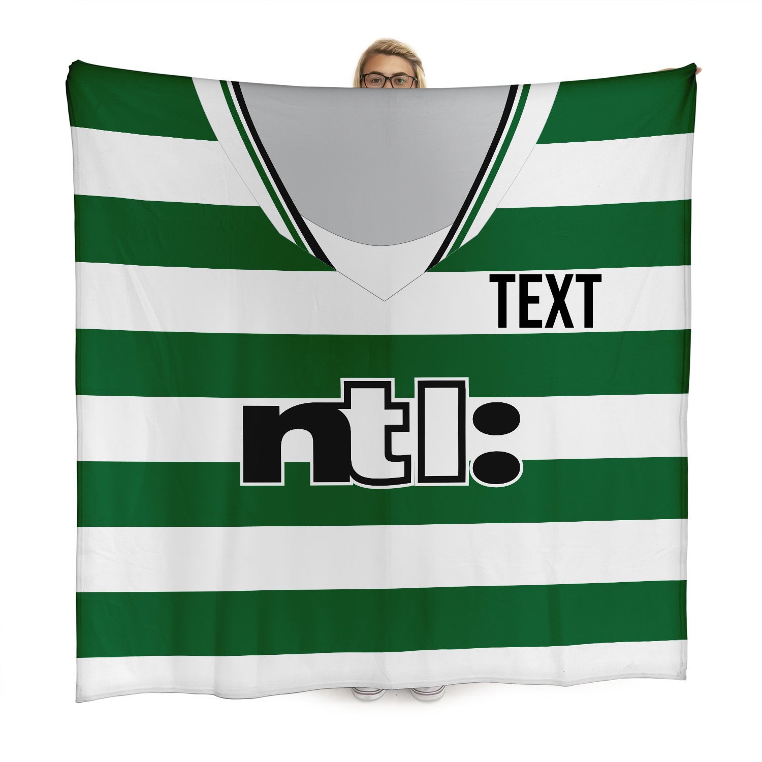 Celtic - 2001 Home Shirt - Personalised Retro Fleece Blanket