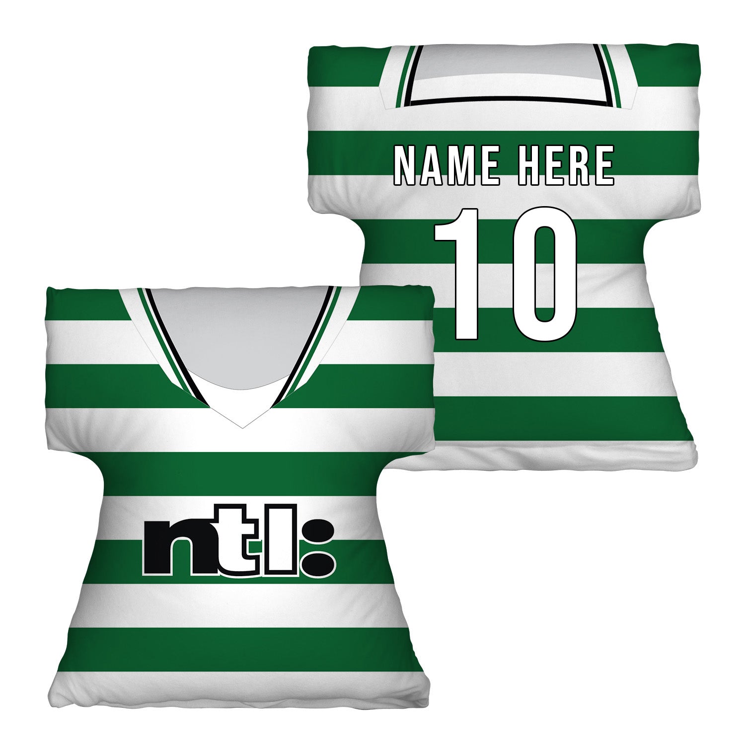 Celtic - 2001 Home Shirt - Personalised Retro Shirt Cushion