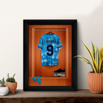 England 90 Retro Shirt Dressing Room - A4 Metal Print Sign Plaque - Frame Options Available