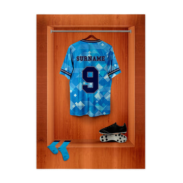 England 90 Retro Shirt Dressing Room - A4 Metal Print Sign Plaque - Frame Options Available