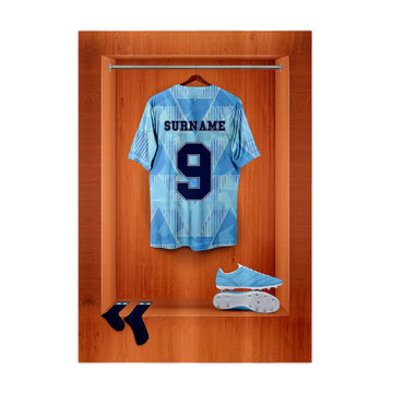 Manchester Blue Retro '89 Retro Shirt Dressing Room - A4 Metal Sign Plaque - Frame Options Available