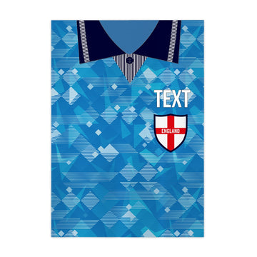 Personalised England - 1990 Third Shirt - A4 Metal Sign Plaque - Frame Options Available