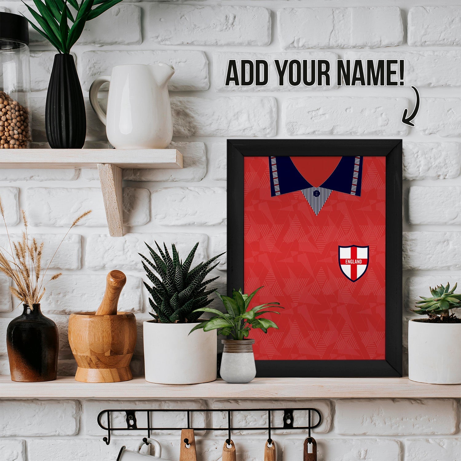 Personalised England - 1990 Away Shirt - A4 Metal Sign Plaque