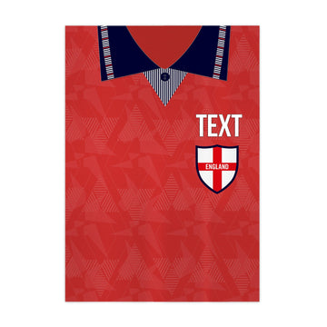 Personalised England - 1990 Away Shirt - A4 Metal Sign Plaque - Frame Options Available