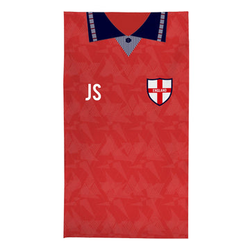 England 1990 Away Shirt - Personalised Lightweight, Microfibre Retro Beach Towel - 150cm x 75cm