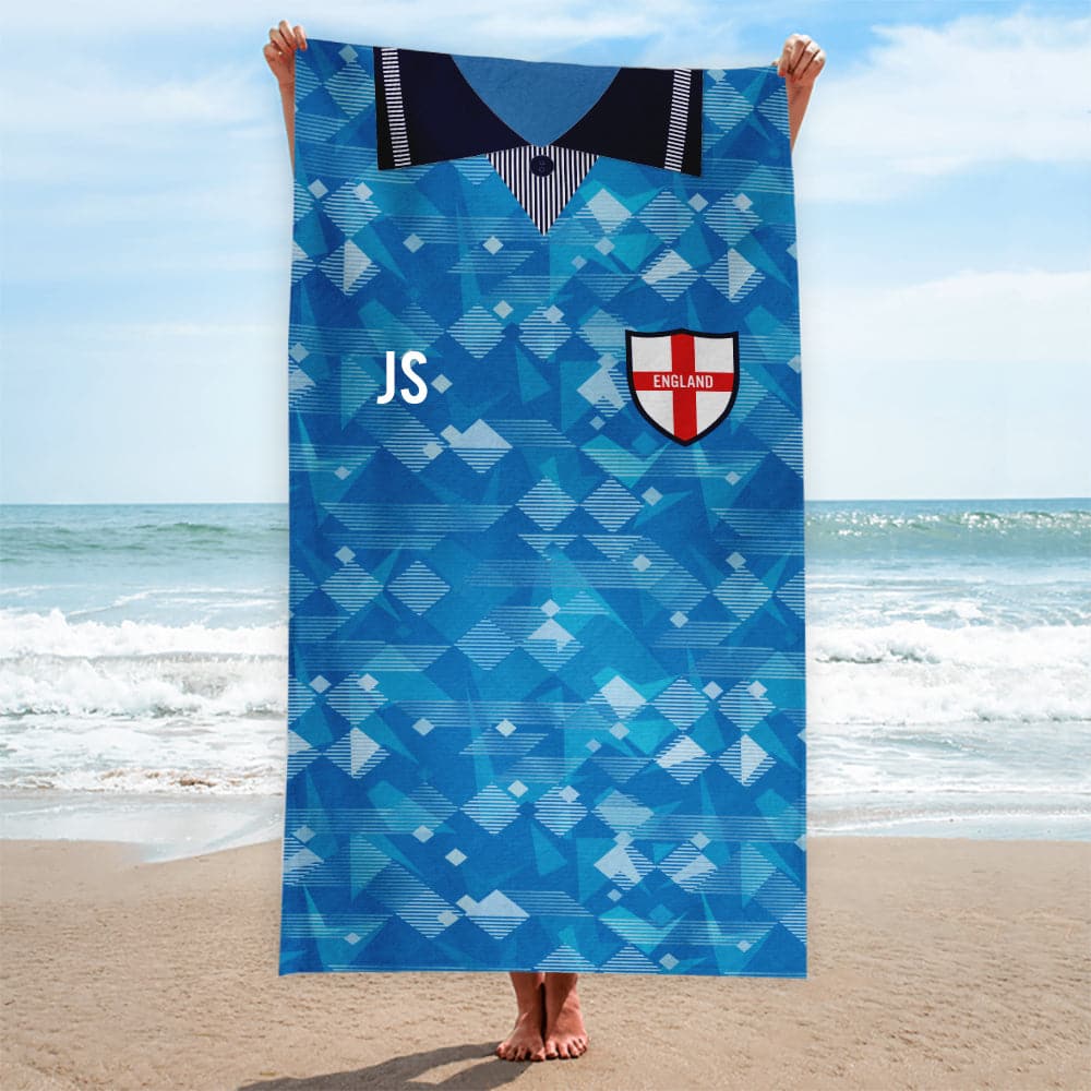 England - 1990 Third Shirt - Personalised Retro Beach Towel - 150cm x 75cm