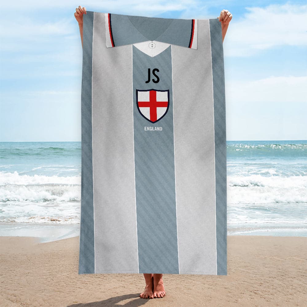 England - 1996 Away Shirt - Personalised Retro Beach Towel - 150cm x 75cm