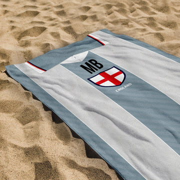 England - 1996 Away Shirt - Personalised Lightweight, Microfibre Retro Beach Towel - 150cm x 75cm