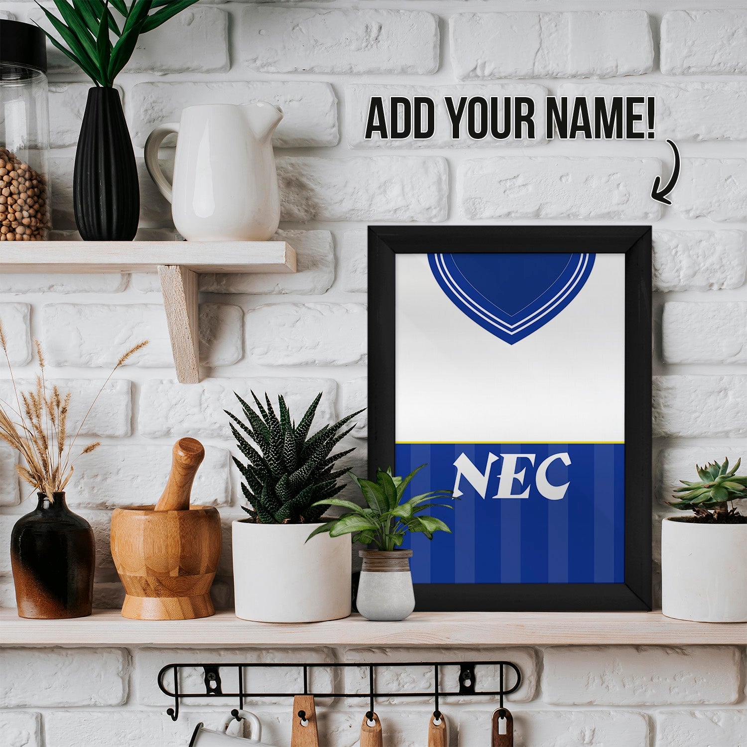 Personalised England - Everton 1986 Home Shirt - A4 Metal Sign Plaque