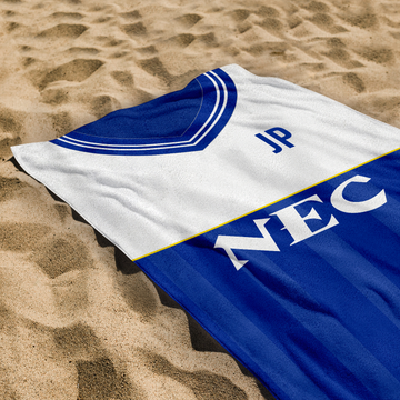 Merseyside Blues - 1986 - Home Shirt - Personalised Lightweight, Microfibre Retro Beach Towel - 150cm x 75cm