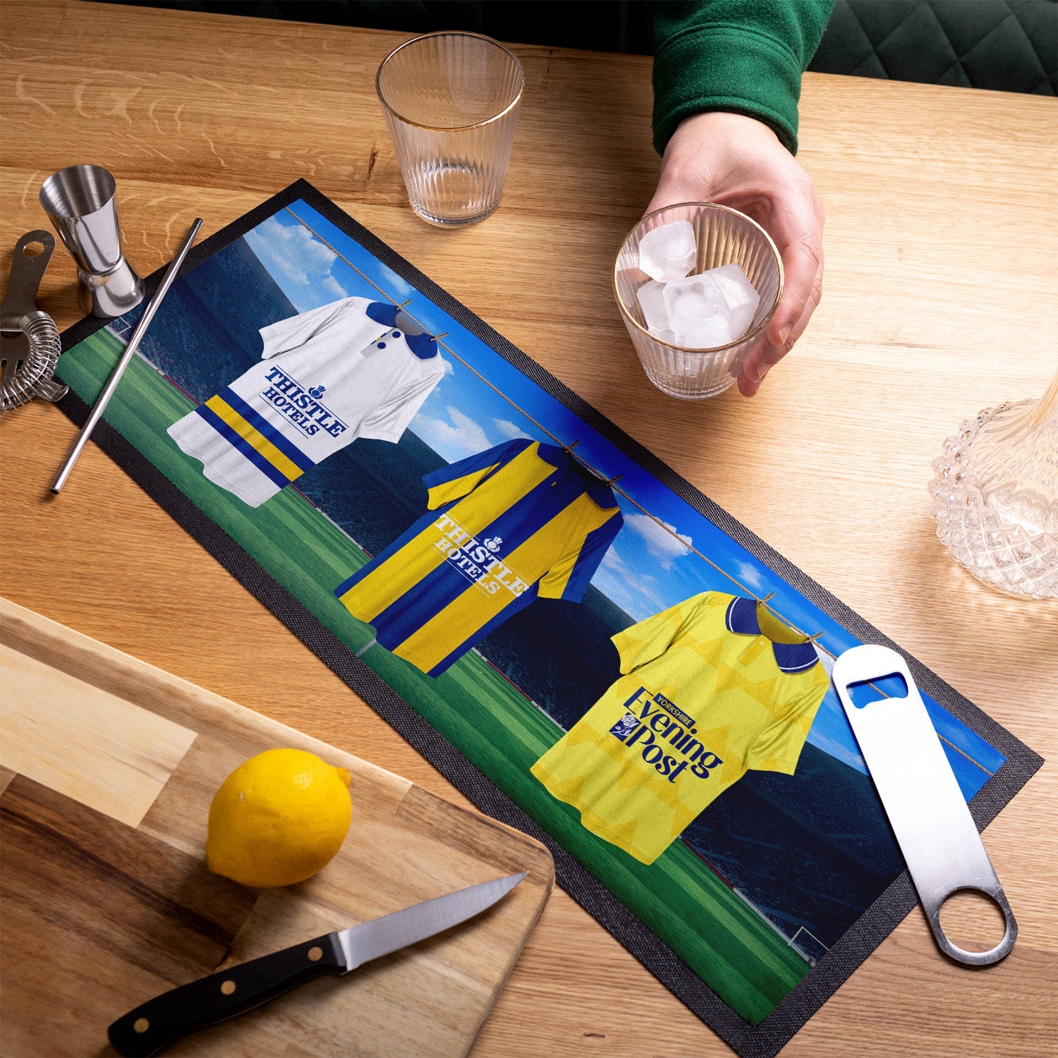 Leeds Retro Hanging Football Shirts - Personalised Bar Runner