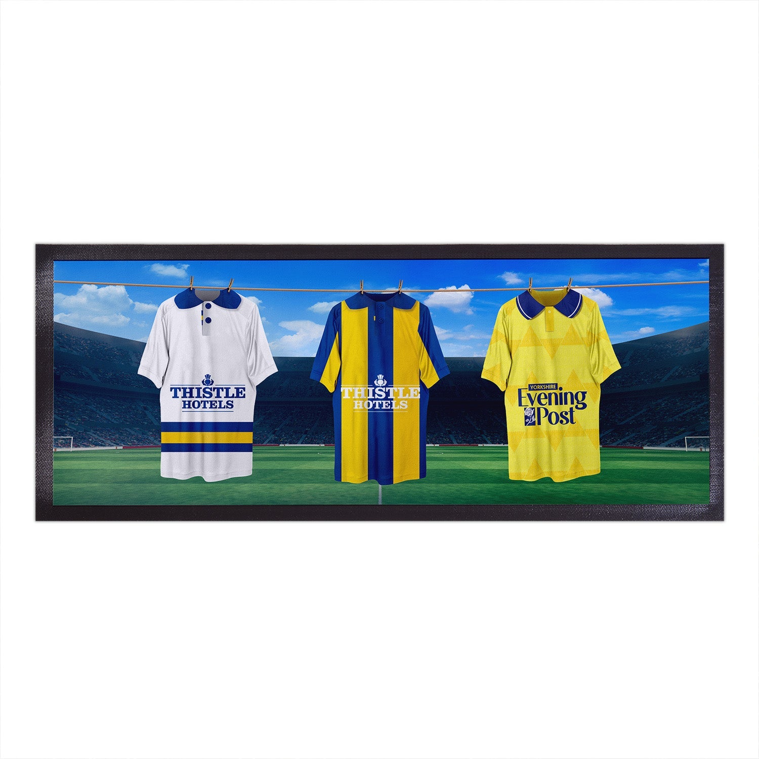 Leeds Retro Hanging Football Shirts - Personalised Bar Runner