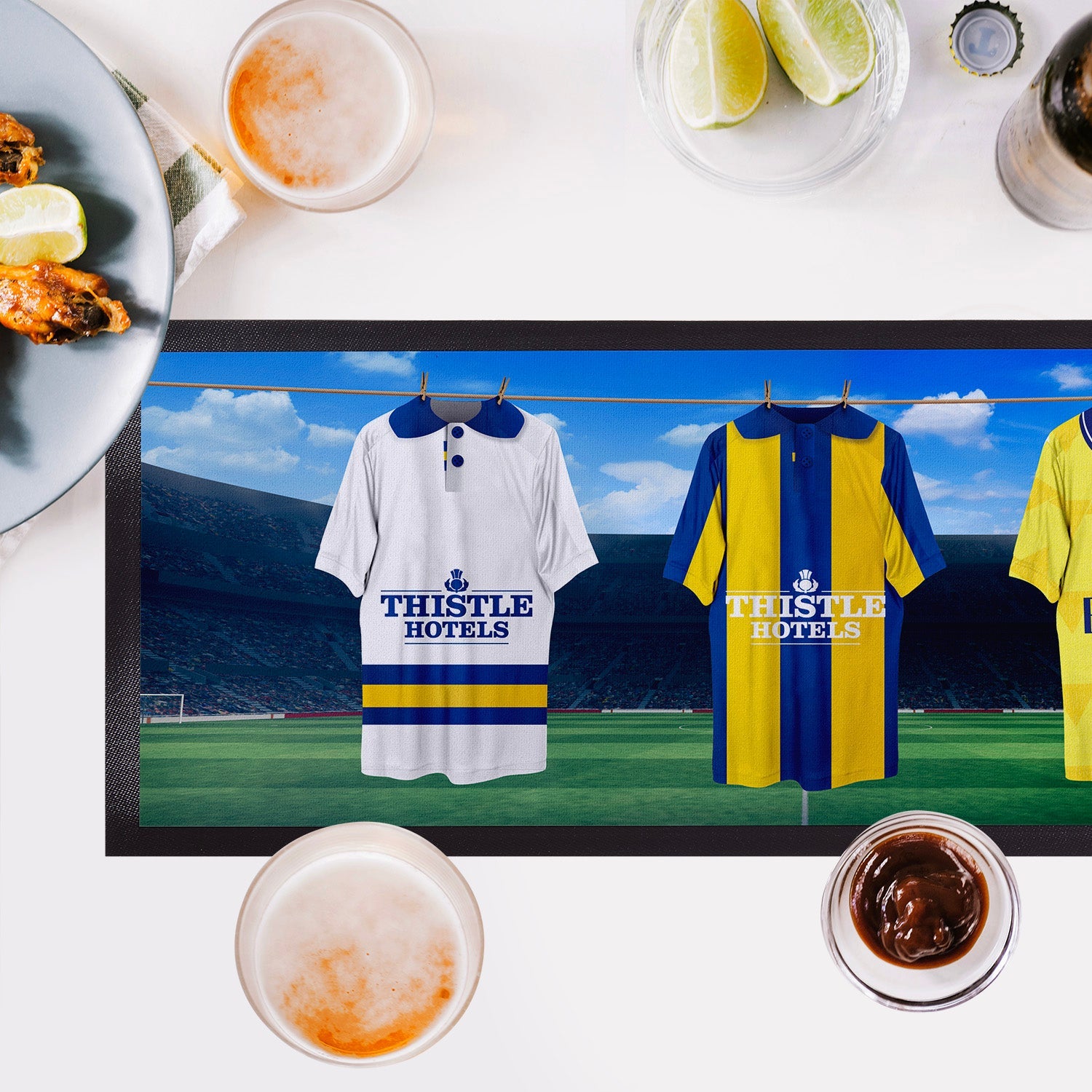 Leeds Retro Hanging Football Shirts - Personalised Bar Runner