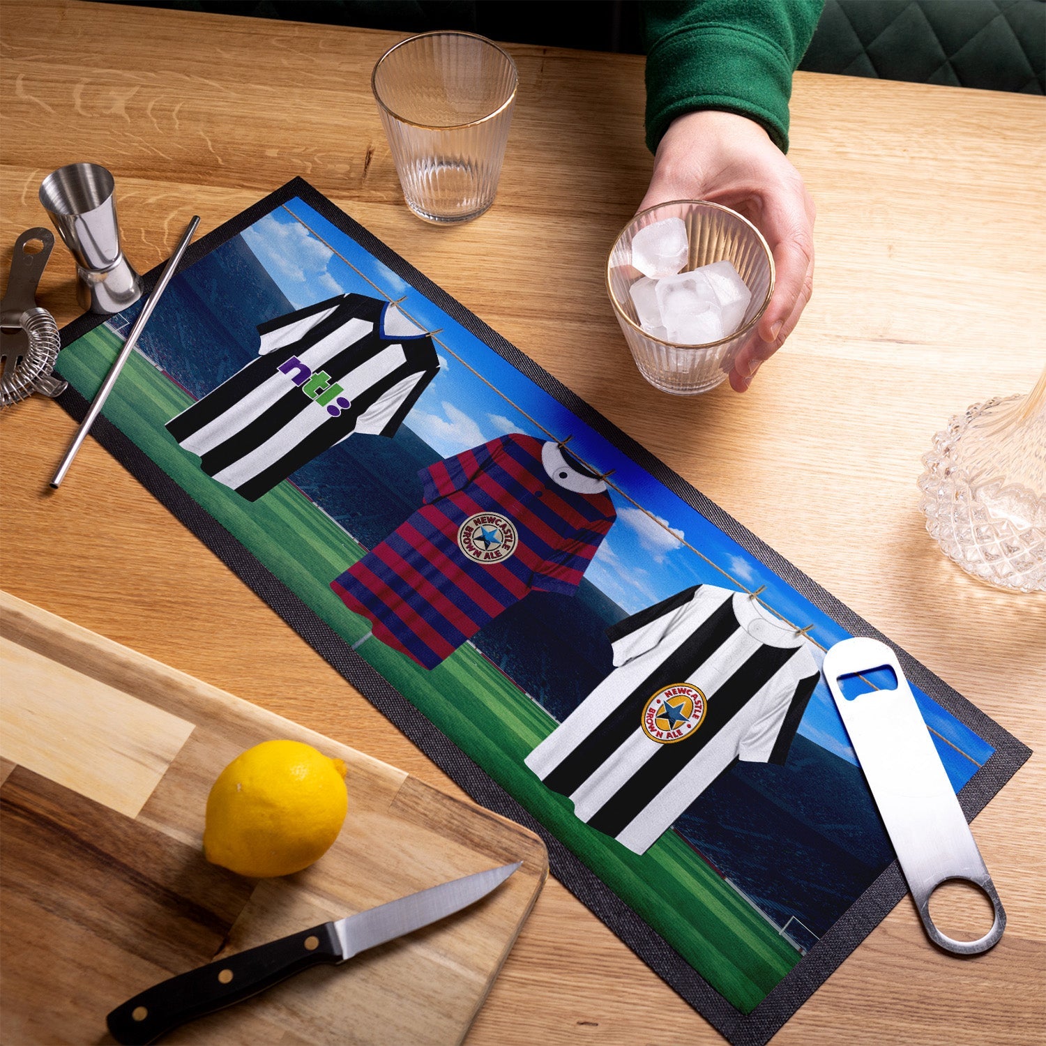 Newcastle Retro Hanging Football Shirts - Personalised Bar Runner