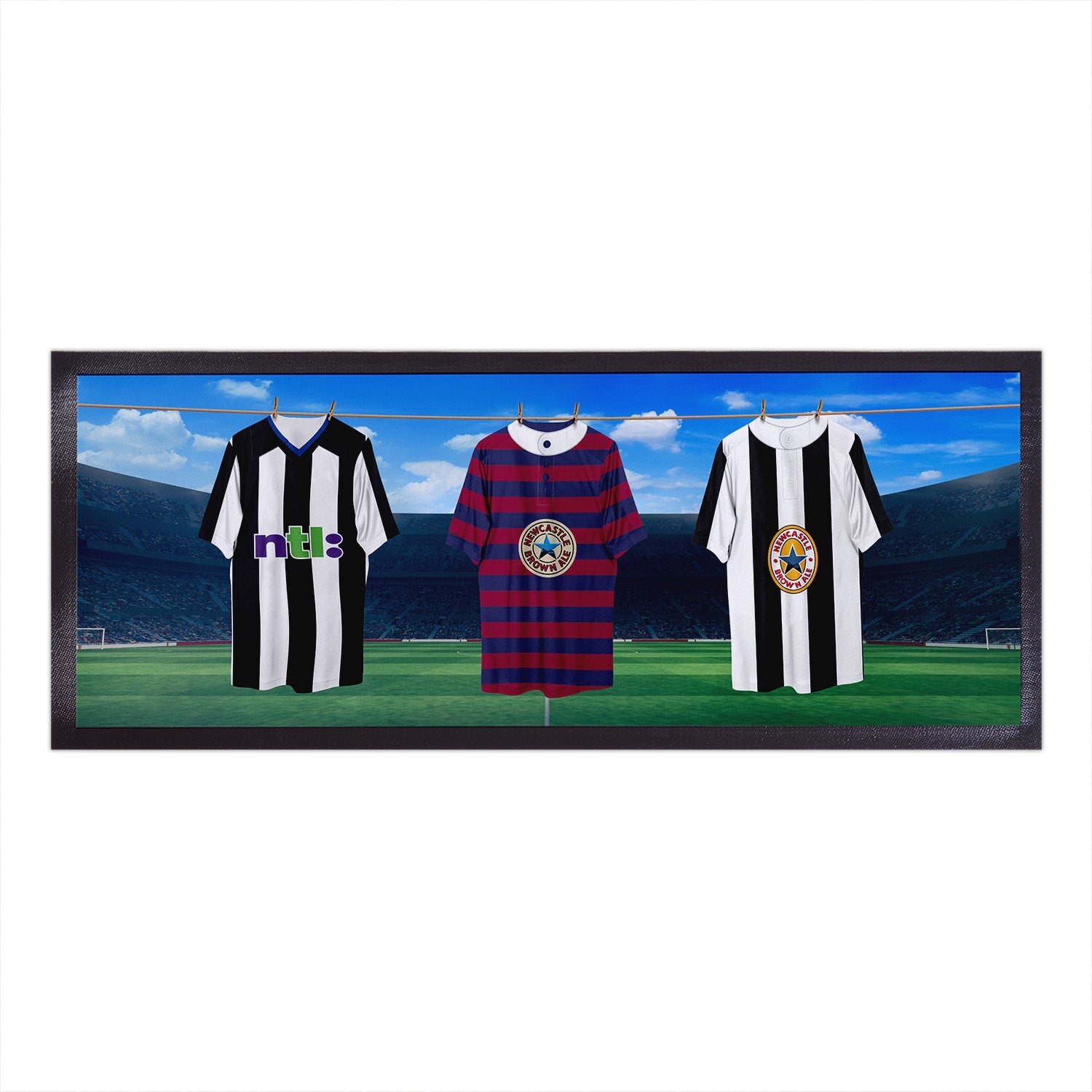 Newcastle Retro Hanging Football Shirts - Personalised Bar Runner