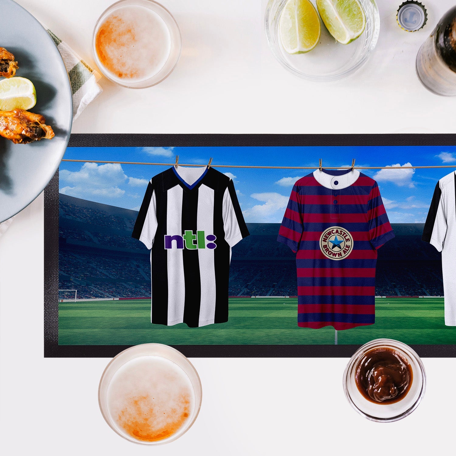 Newcastle Retro Hanging Football Shirts - Personalised Bar Runner