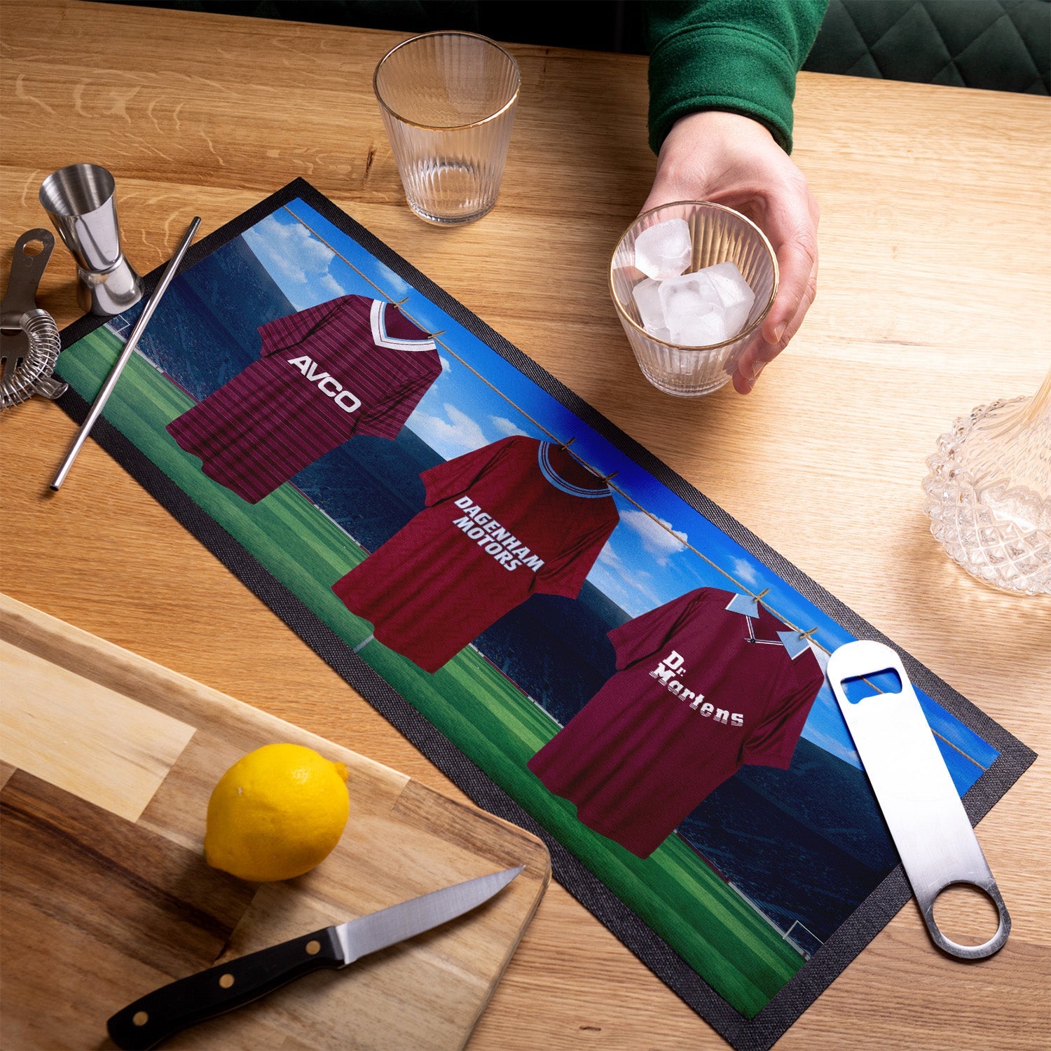 West Ham Retro Hanging Football Shirts - Personalised Bar Runner