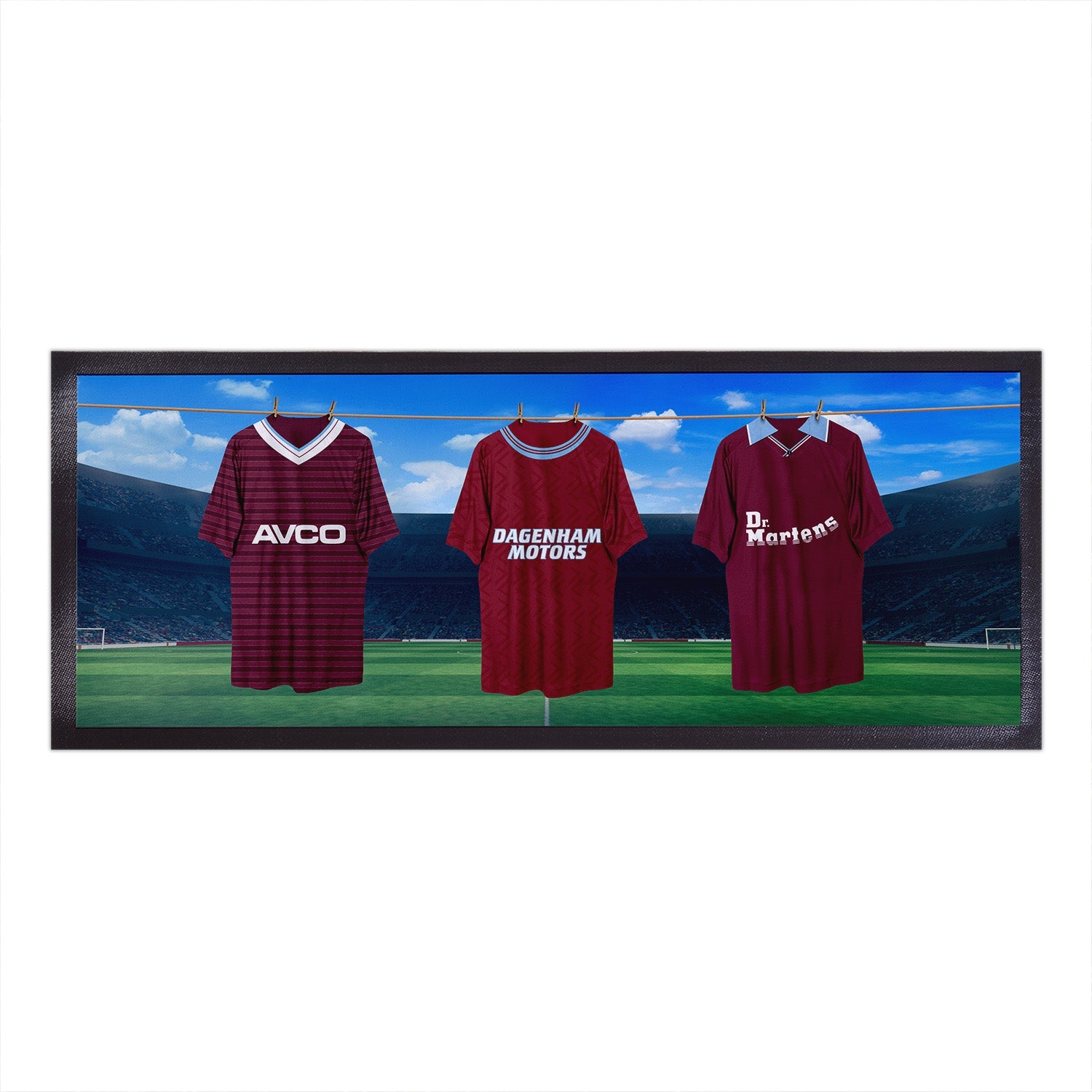 West Ham Retro Hanging Football Shirts - Personalised Bar Runner