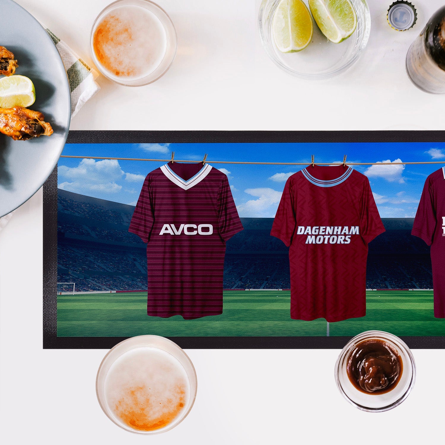 West Ham Retro Hanging Football Shirts - Personalised Bar Runner