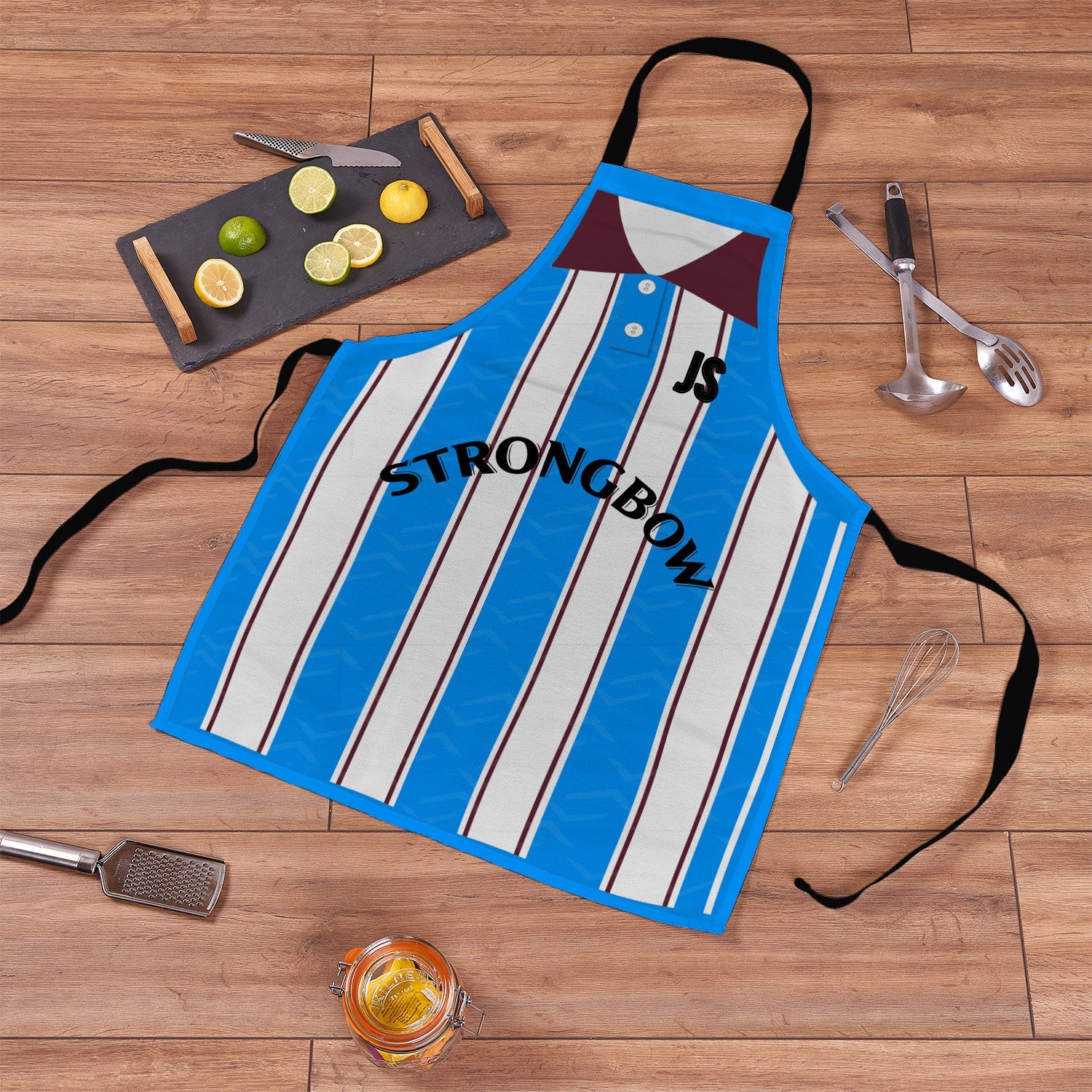 Hearts 1995 Away Shirt Apron- Personalised Retro Football Novelty Water-Resistant, Lazer Cut (no fraying) Light Weight Adults Apron