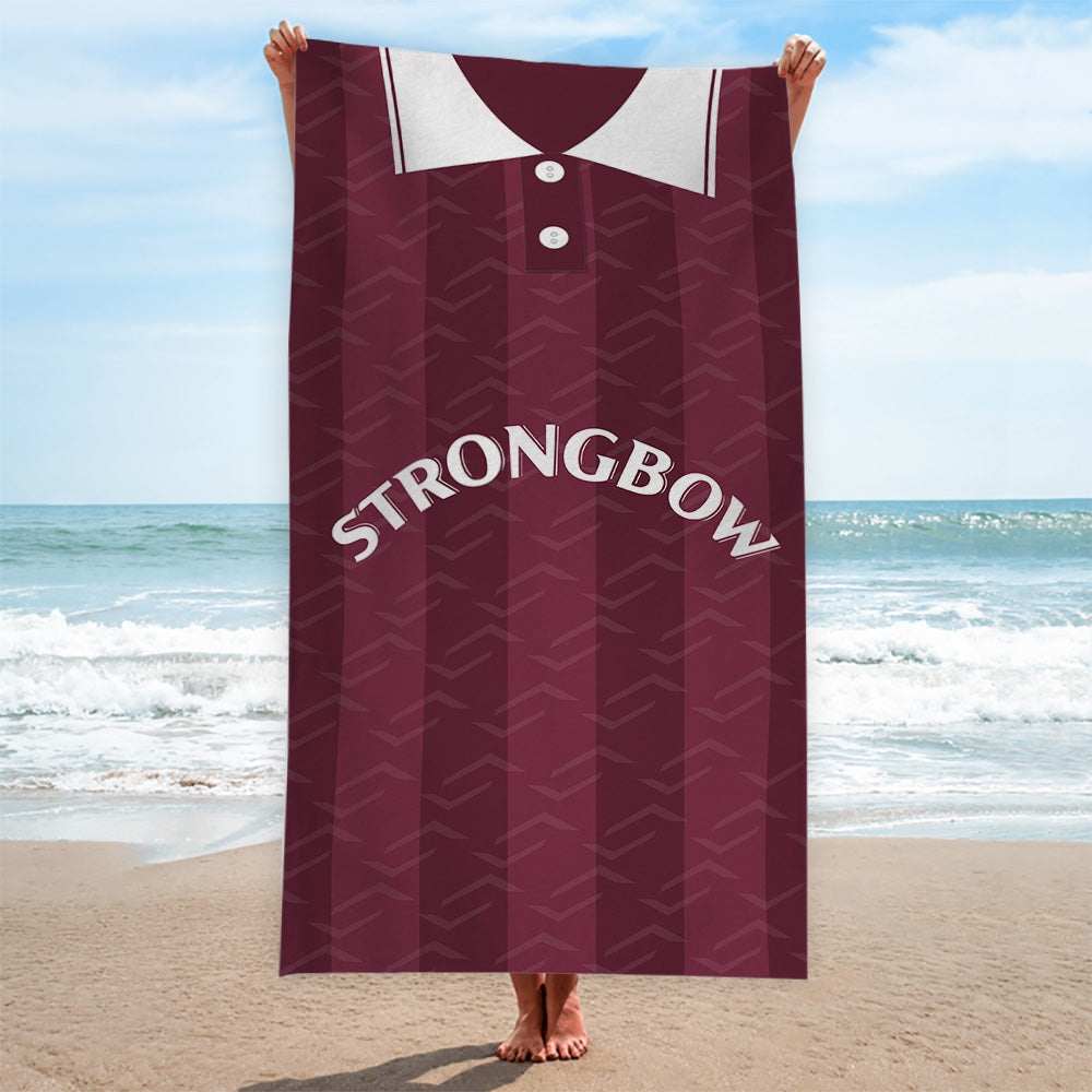 Hearts 1997 Home Shirt - Personalised Lightweight, Microfibre Retro Beach Towel 