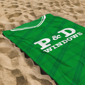 Hibernian Retro 1988 Home Shirt - Personalised Lightweight, Microfibre Retro Beach Towel - 150cm x 75cm