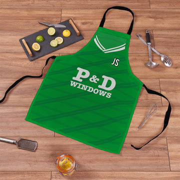 Hibernian Retro 1988 Home Shirt Apron - Personalised Retro Football Novelty Water-Resistant, Lazer Cut (no fraying) Light Weight Adults Apron