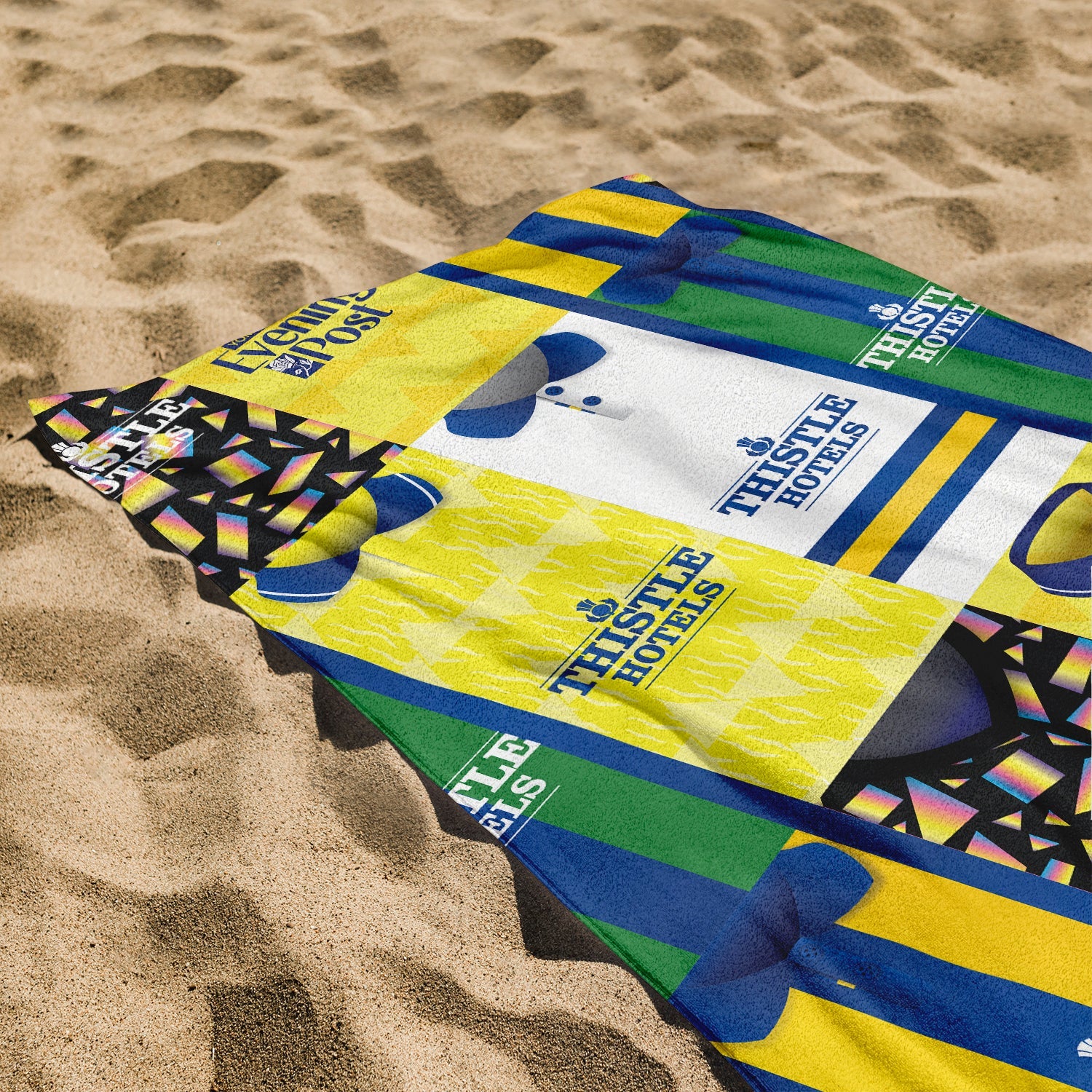 Leeds - Retro Shirt Montage - Personalised Retro Lightweight, Microfibre Beach Towel - 150cm x 75cm