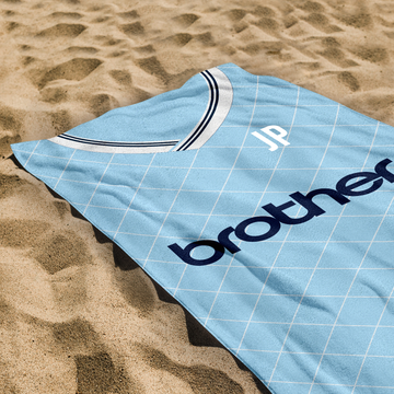 Manchester Blue Retro - 1988 Home Shirt - Personalised Retro Lightweight, Microfibre Beach Towel - 150cm x 75cm