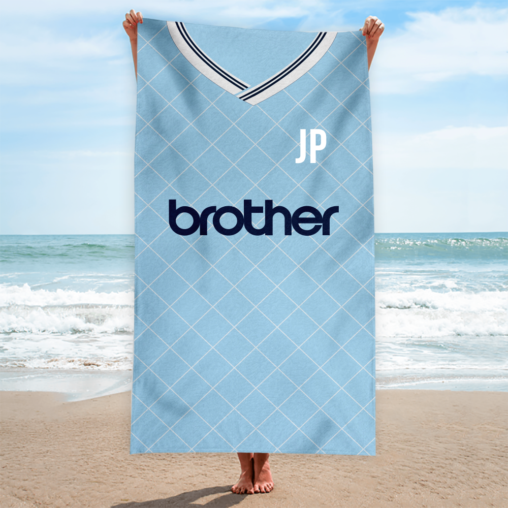 Man City FC - 1988 Home Shirt - Personalised Vintage Beach Towel