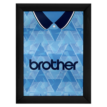 Personalised Manchester Blue Retro - 1989 Home Shirt - A4 Metal Sign Plaque - Frame Options Available