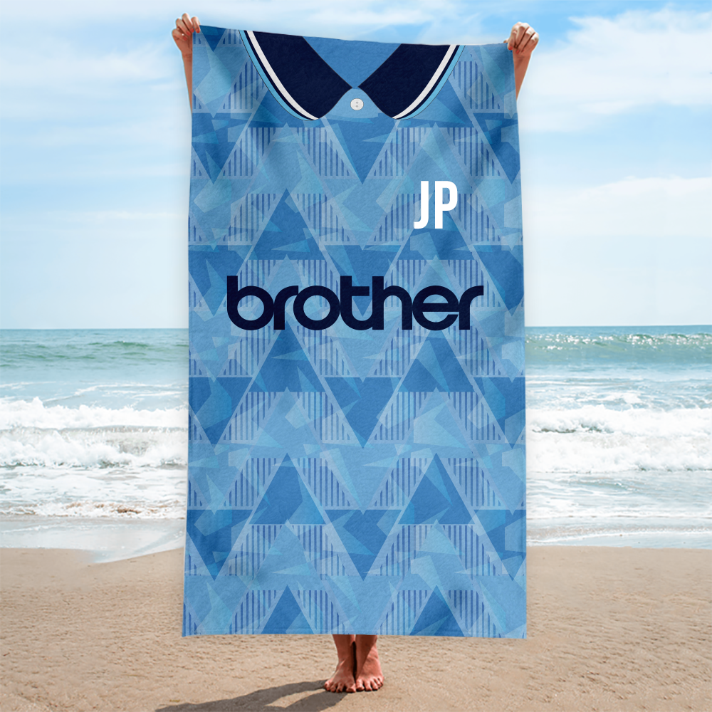 Man City FC - 1989 Home Shirt - Personalised Vintage Beach Towel 