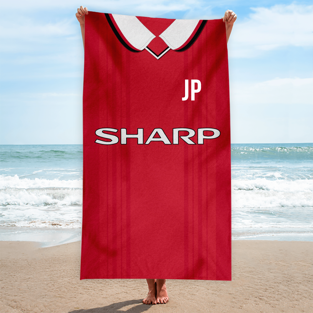 Man Utd - 1999 - Home Shirt - Personalised Vintage Beach Towel 