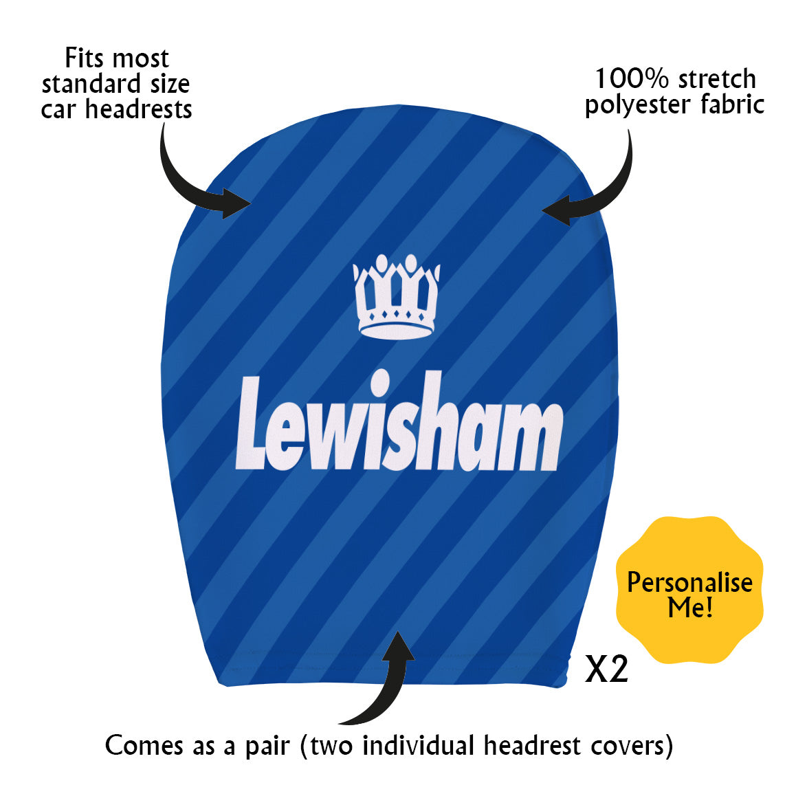 Millwall 1987 Home - Retro Football Shirt - Pack of 2 - Car Seat Headrest Covers