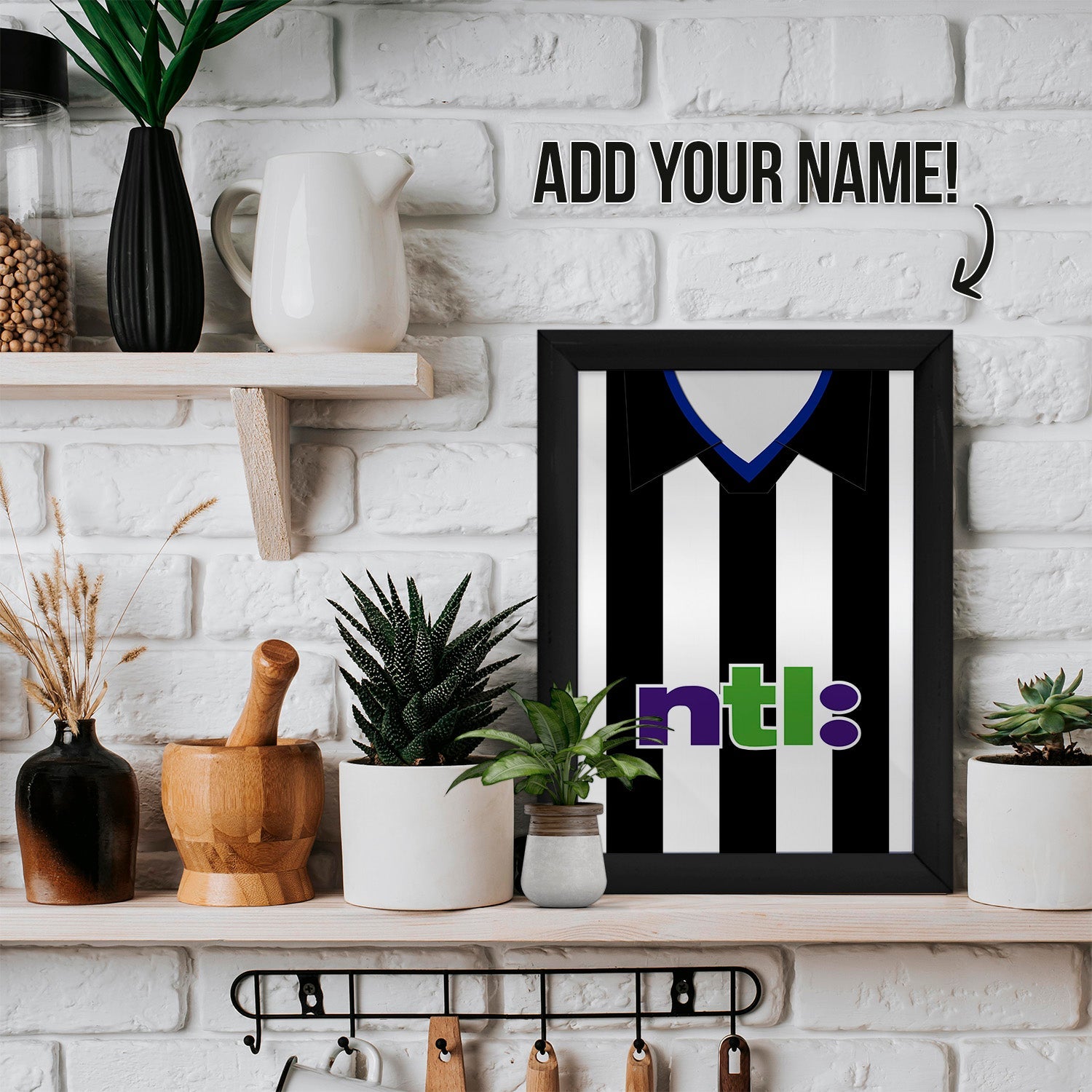 Personalised Newcastle - 2001 Home Shirt - A4 Metal Sign Plaque