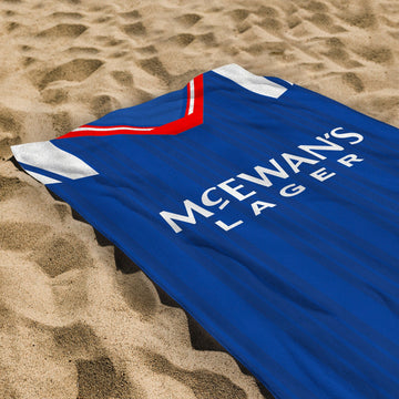 Rangers - 1992 Home Shirt - Personalised Retro Beach Towel - 150cm x 75cm