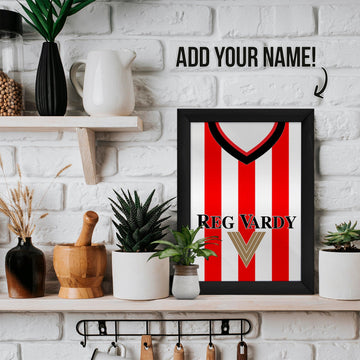 Personalised Sunderland 2001 - Home Shirt - A4 Metal Sign Plaque - Frame Options Available