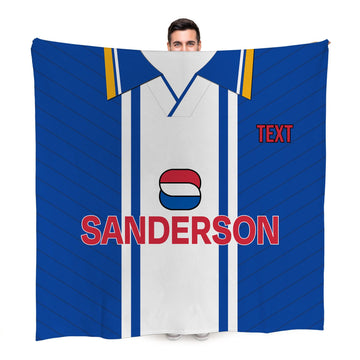 Wednesday 1995 Home Shirt - Personalised Retro Fleece Blanket 150cm X 150cm