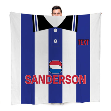 Wednesday 1997 Home Shirt - Personalised Retro Fleece Blanket 150cm X 150cm