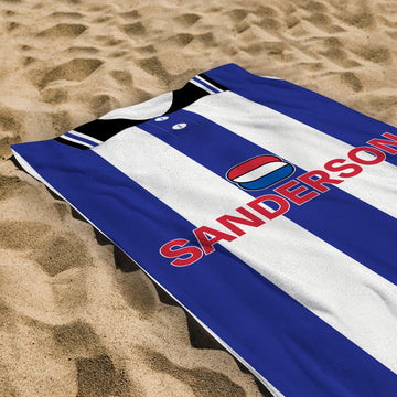 Wednesday 1997 Home Shirt - Personalised Lightweight, Microfibre Retro Beach Towel - 150cm x 75cm