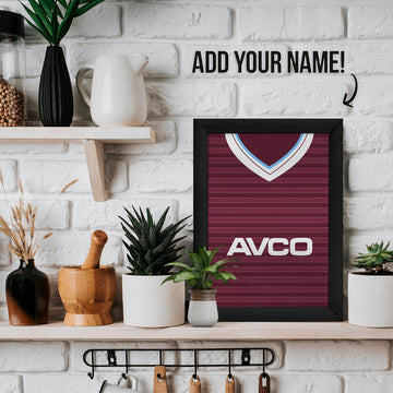 Personalised West Ham - 1986 Home Shirt - A4 Metal Sign Plaque - Frame Options Available