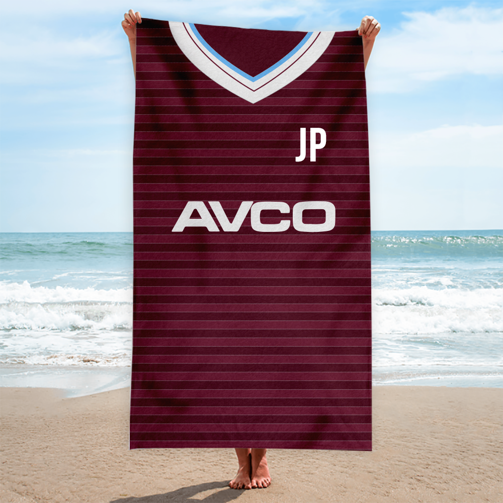 West Ham - 1986 Home Shirt - Personalised Vintage Beach Towel 