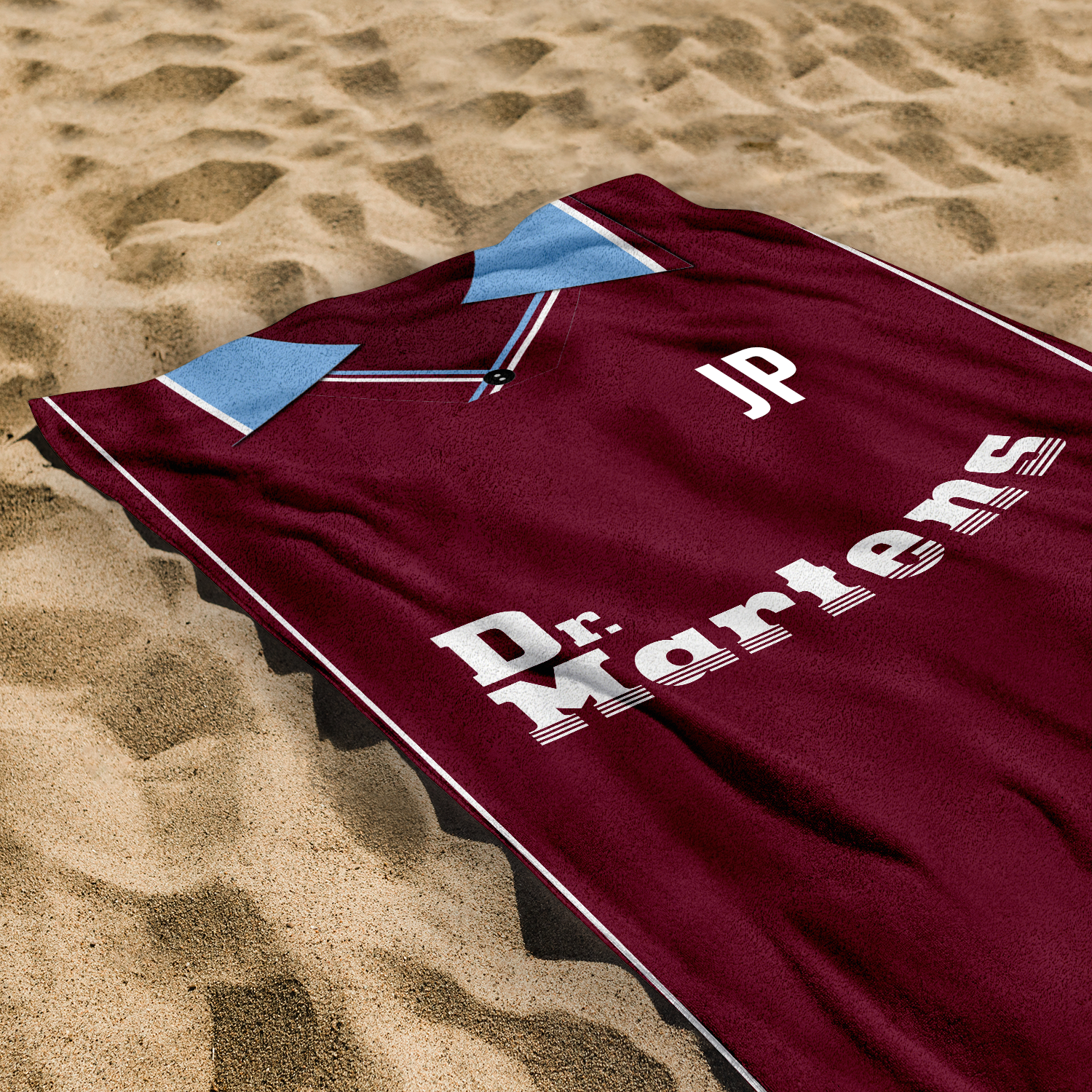 West Ham - 2000 Home Shirt - Personalised Vintage Beach Towel 